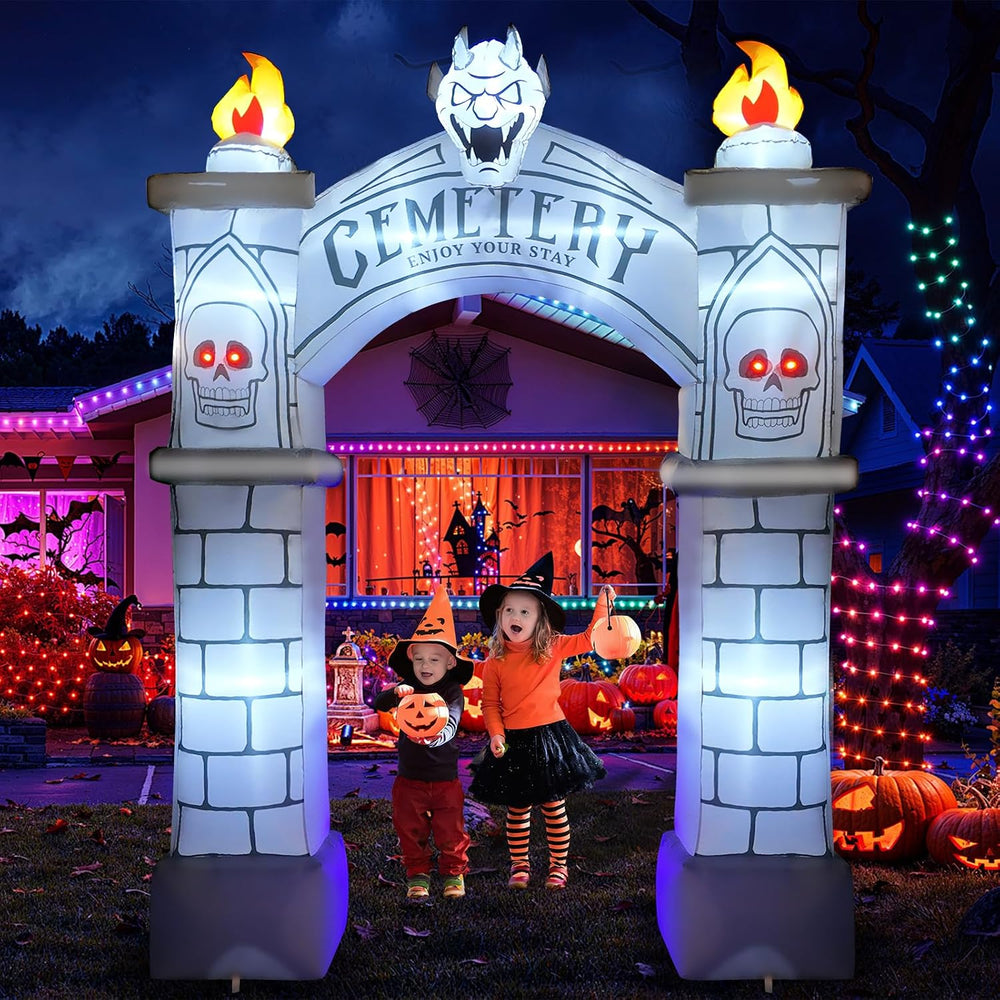 9.5FT Halloween Inflatable Archway, Giant Blow up Arch Yard Decorations with ...