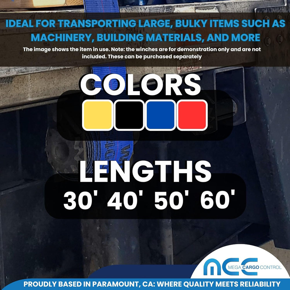 Mega Cargo Control 4" Flatbed Winch Straps with Loop Ends - 5,400 Lbs WL...