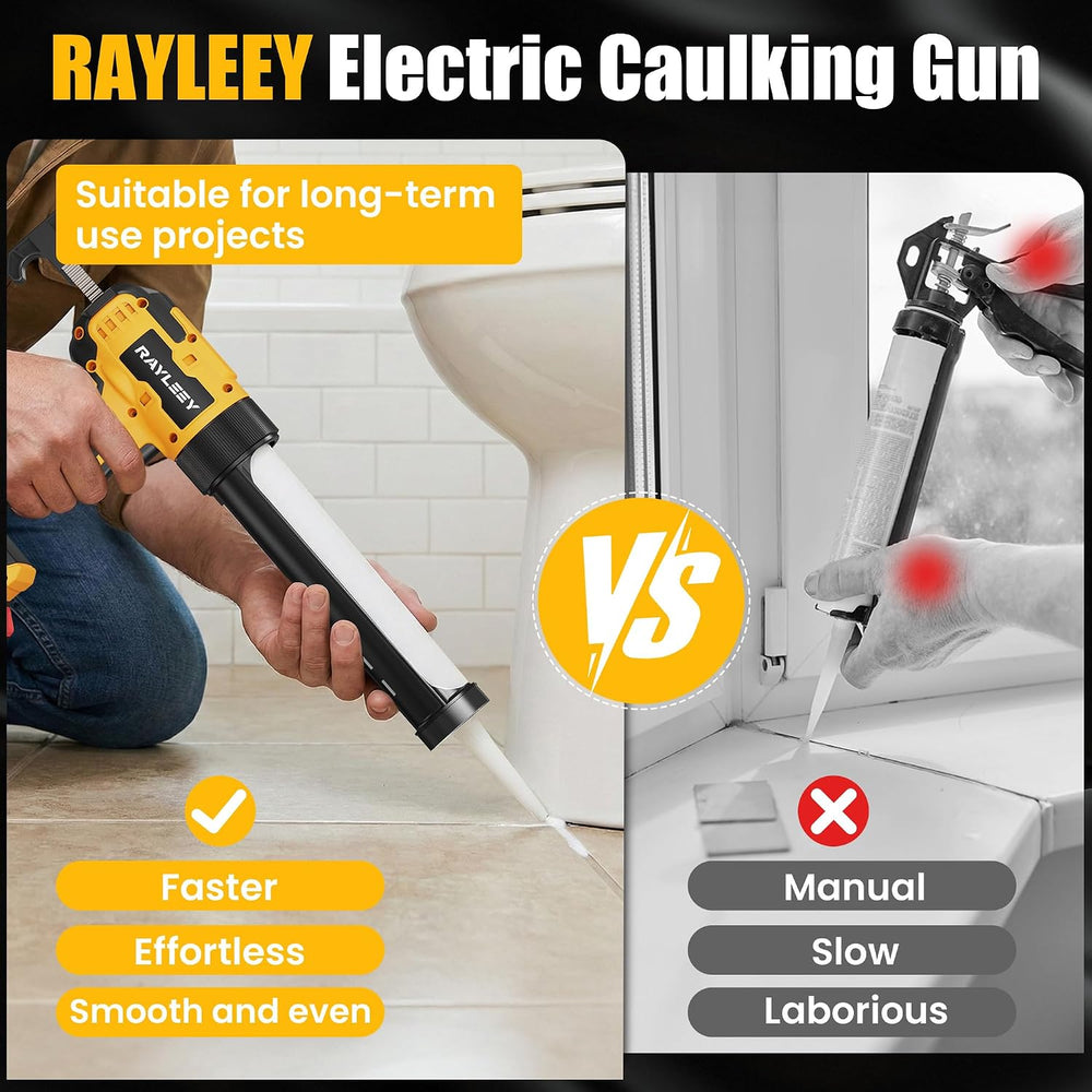 Electric Caulking Gun, Battery Powered Caulk Gun with 2 x 2000mAh Batteries, ...