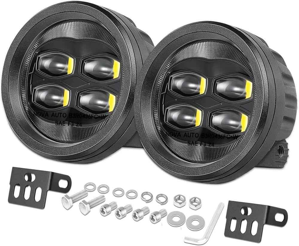 SAE LED Fog Lights, ACEC SHOP 2PCS 80W 3.5 Inch Round LED Pods DOT Approved S...