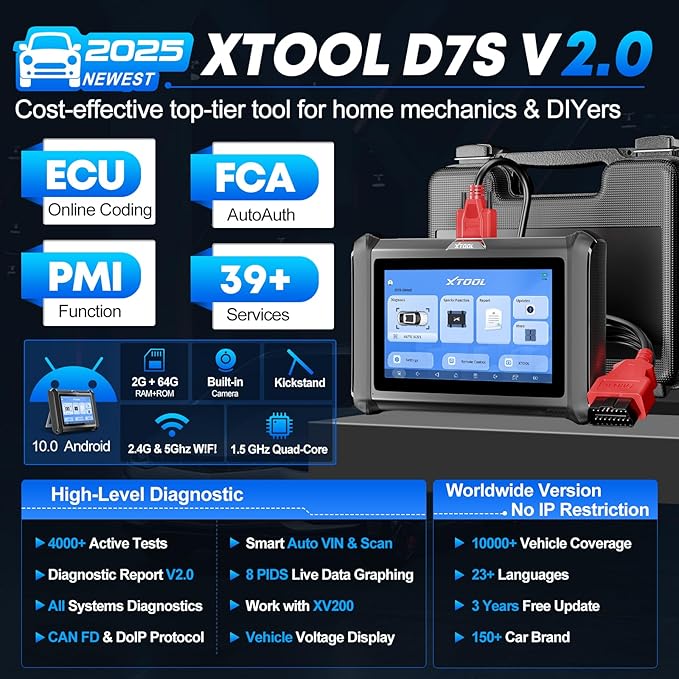 XTOOL D7S Bidirectional Scan Tool, 2025 OBD2 Scanner Diagnostic Tool