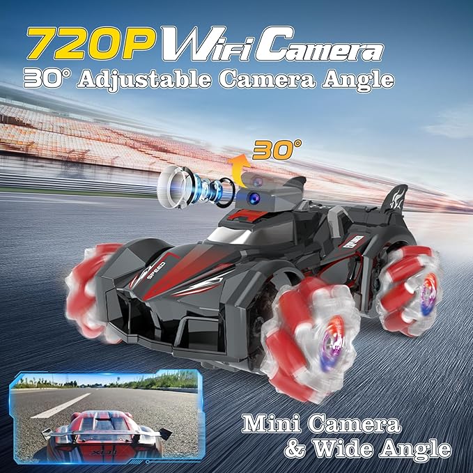 Yasola RC Car with Camera for Kids, Remote Control 360° Rotating High Speed