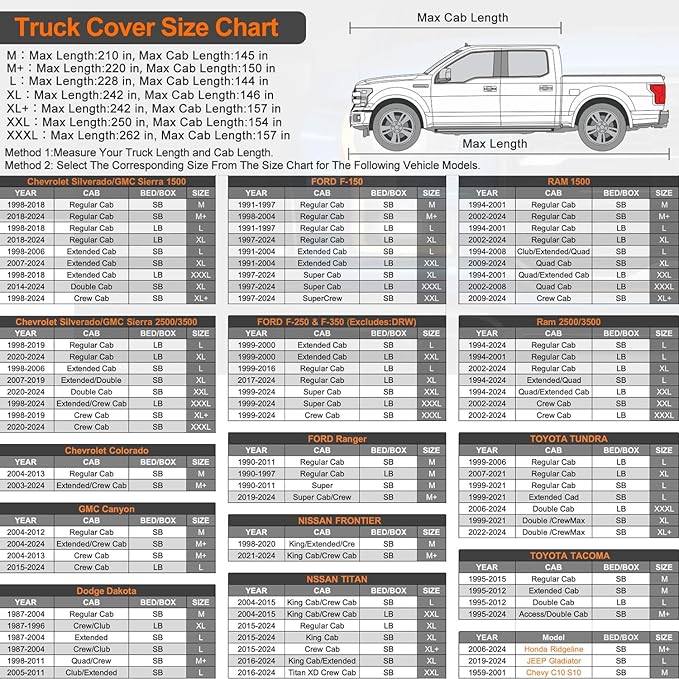 Kayme 6 Layers Truck Cover Waterproof All Weather, Heavy Duty Outdoor Pickup