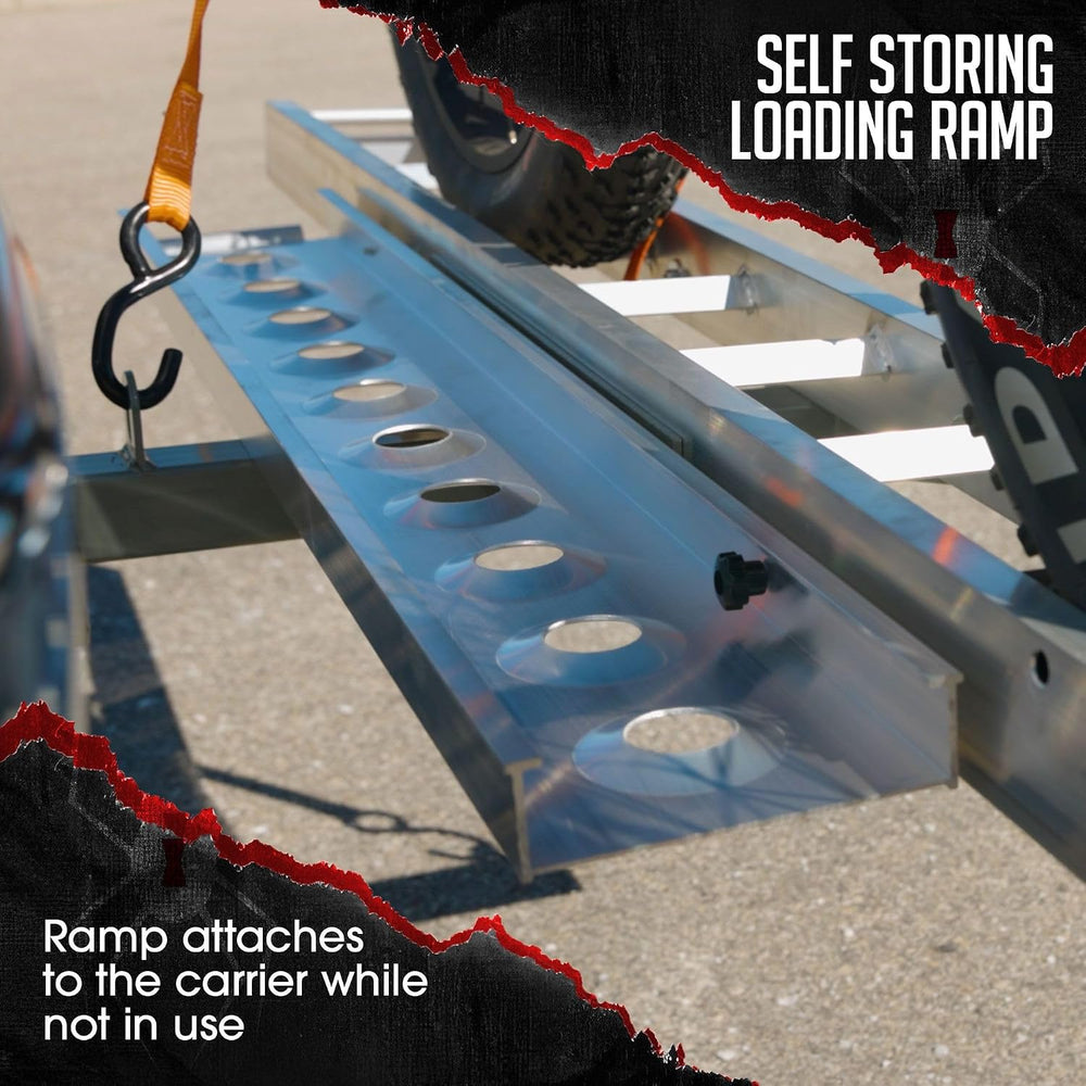 Black Widow Double Motorcycle Bike Hitch Carrier, Loading Ramp, 600 lb Cap