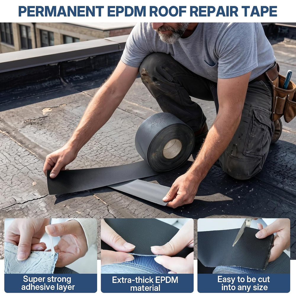 65.6ft X 4in EPDM Rubber Roofing Seam Tape, Self Adhesive Butyl Sealant Tape ...