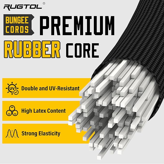 Bungee Cords with Hooks, 48 Inch Adjustable Elastic Bungee Cords with Carabiner