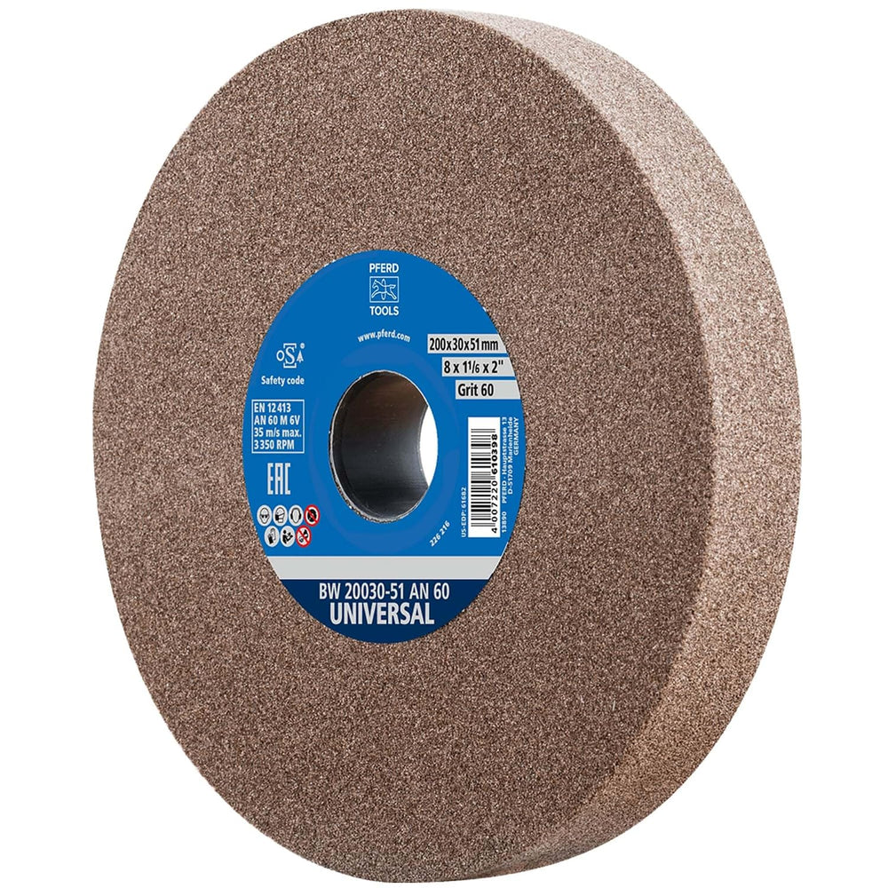 PFERD Vitrified Bench Grinding Wheel – Universal, 8" Diameter, 1-1/6&quo...
