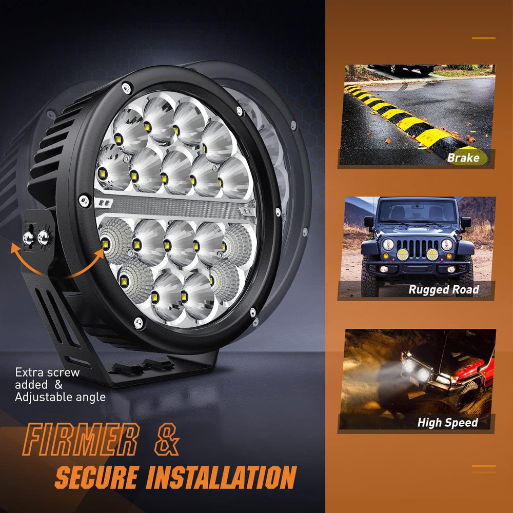 Nilight 7 Inch 2 PCS 90W 9850LM Round LED Offroad Driving Lights with DRL
