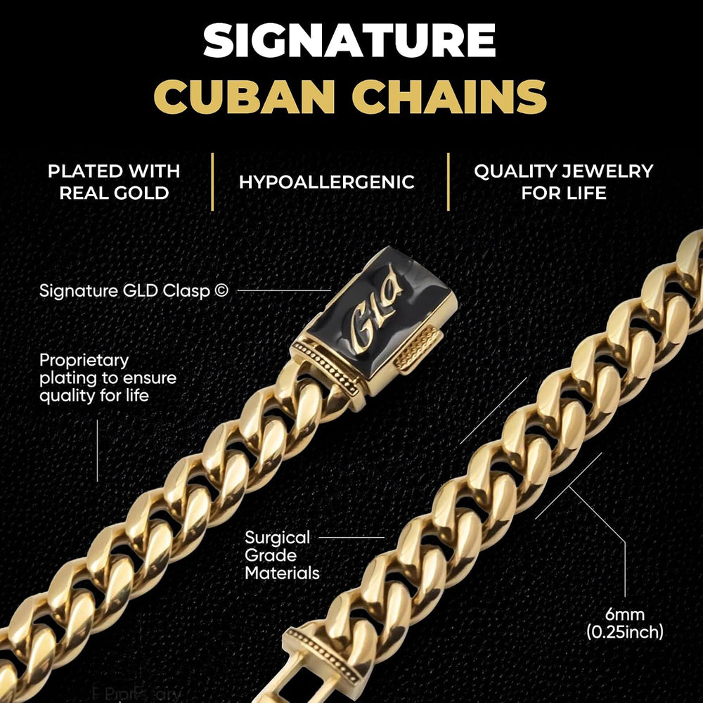 GLD Cuban Link Chain for Men and Women - Gold-Plated Micro Cuban Chain with P...