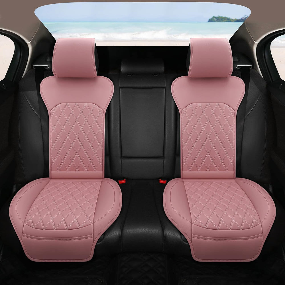 Universal Front Leather Car Seat Covers Pink 2 Pcs Luxury Seat Covers, Anti-S...