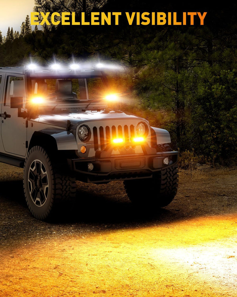 NAOEVO 6 Inch White Amber LED Light Bar, 50W 4000LM LED Fog Lights, 3-Mode