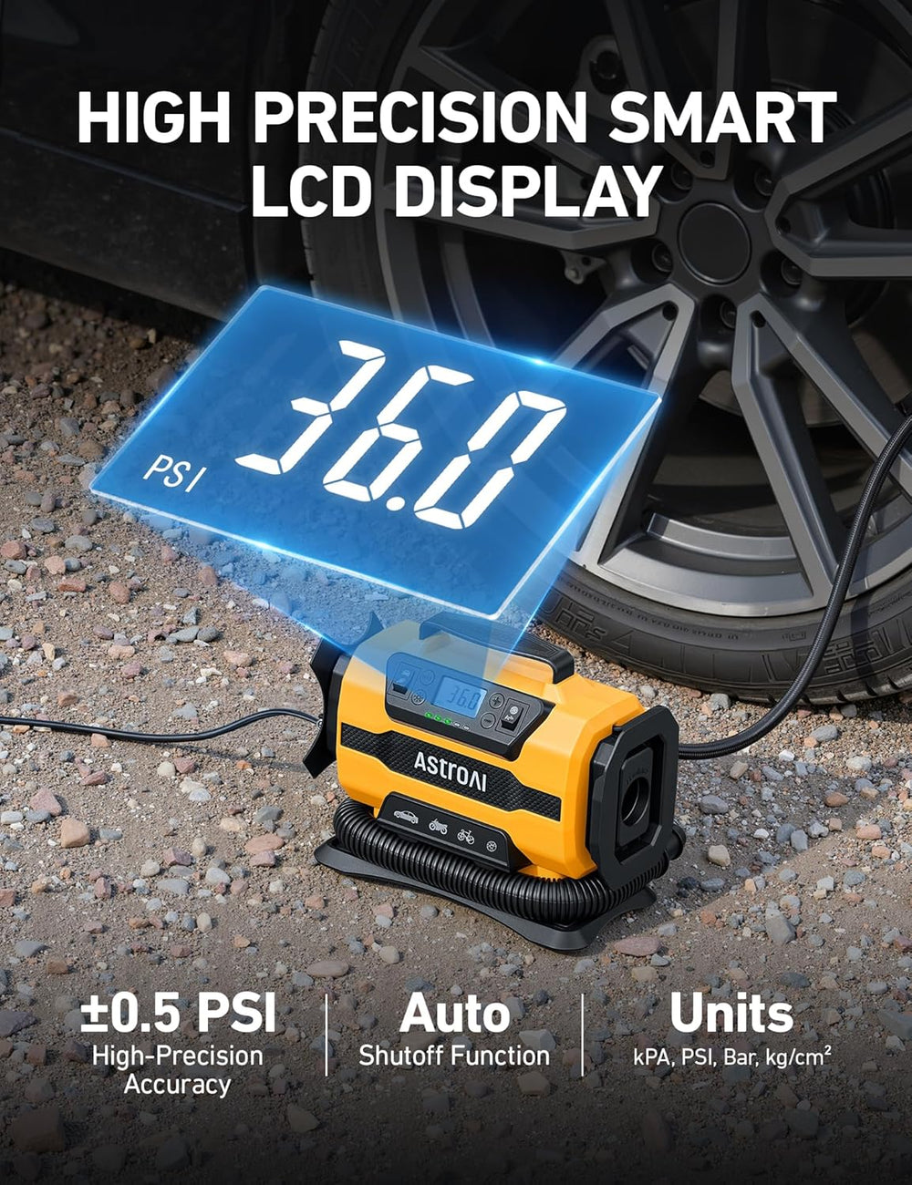 AstroAI Tire Inflator Portable Air Compressor, 12V DC/120V AC Dual Power