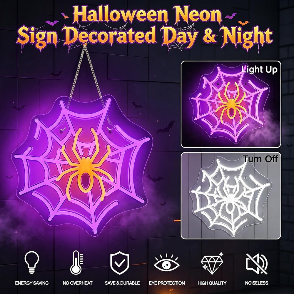 Spider Neon Signs Halloween Decorations, Anime Led Neon Lights Wall Decor