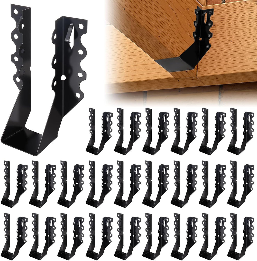 25 Pcs 2x6 Joist Hangers for Wood, 20 Gauge Black Powder Coating Face Mount J...