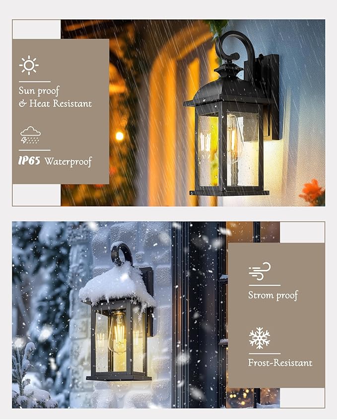 FEMILA Dusk to Dawn Outdoor Wall Sconce, Front Porch Light Fixtures Wall Mount