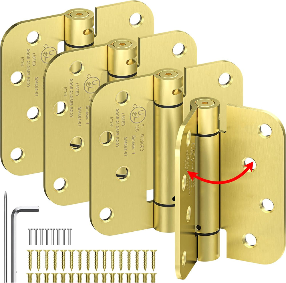 4 Inch Self Closing Door Hinges,4-Pack Spring Loaded Door Hinges