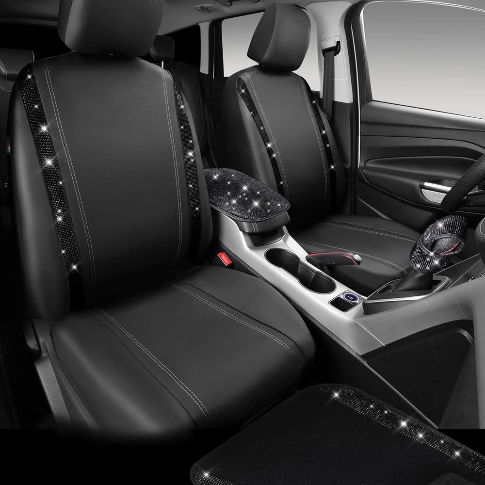 CAR PASS 23 PCS Bling Diamond Car Accessories Set for Women, Leather Seat Cov...