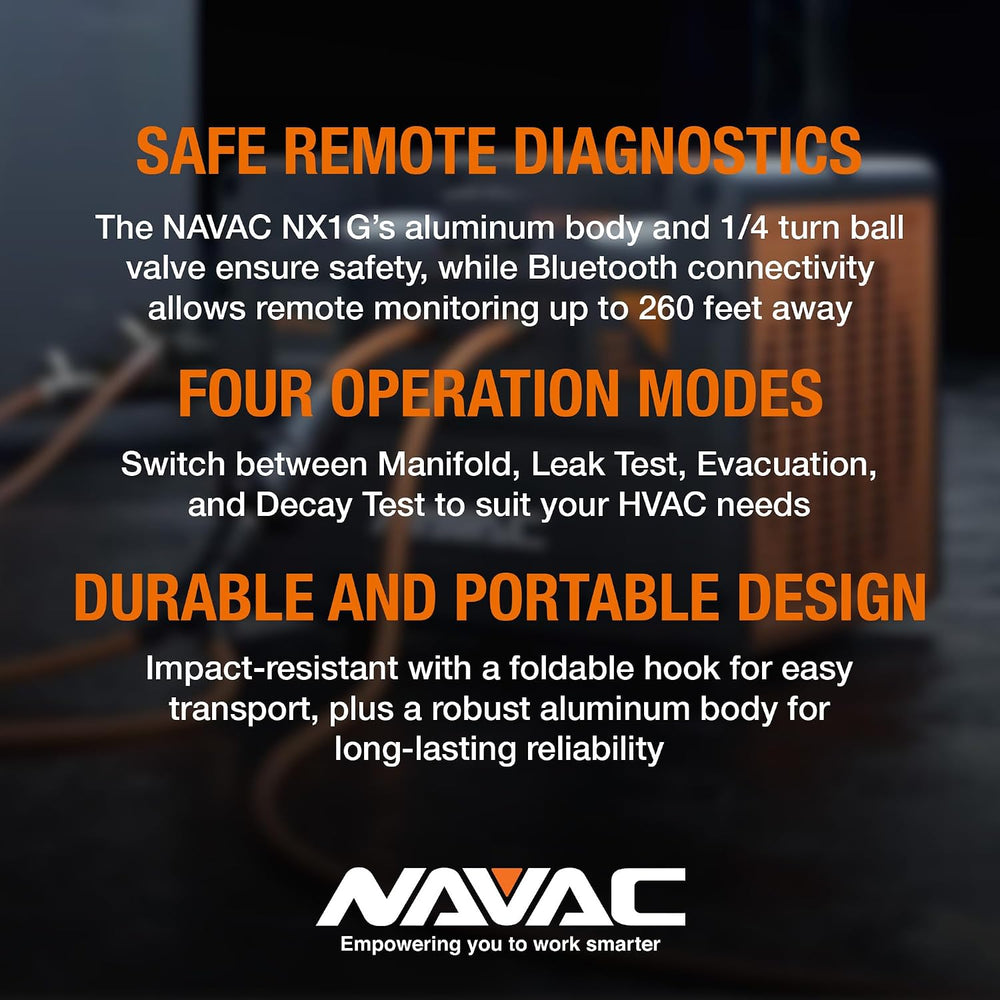 NAVAC NX1G Nexus 2 Digital Manifold - HD Touchscreen, 100 Refrigerants