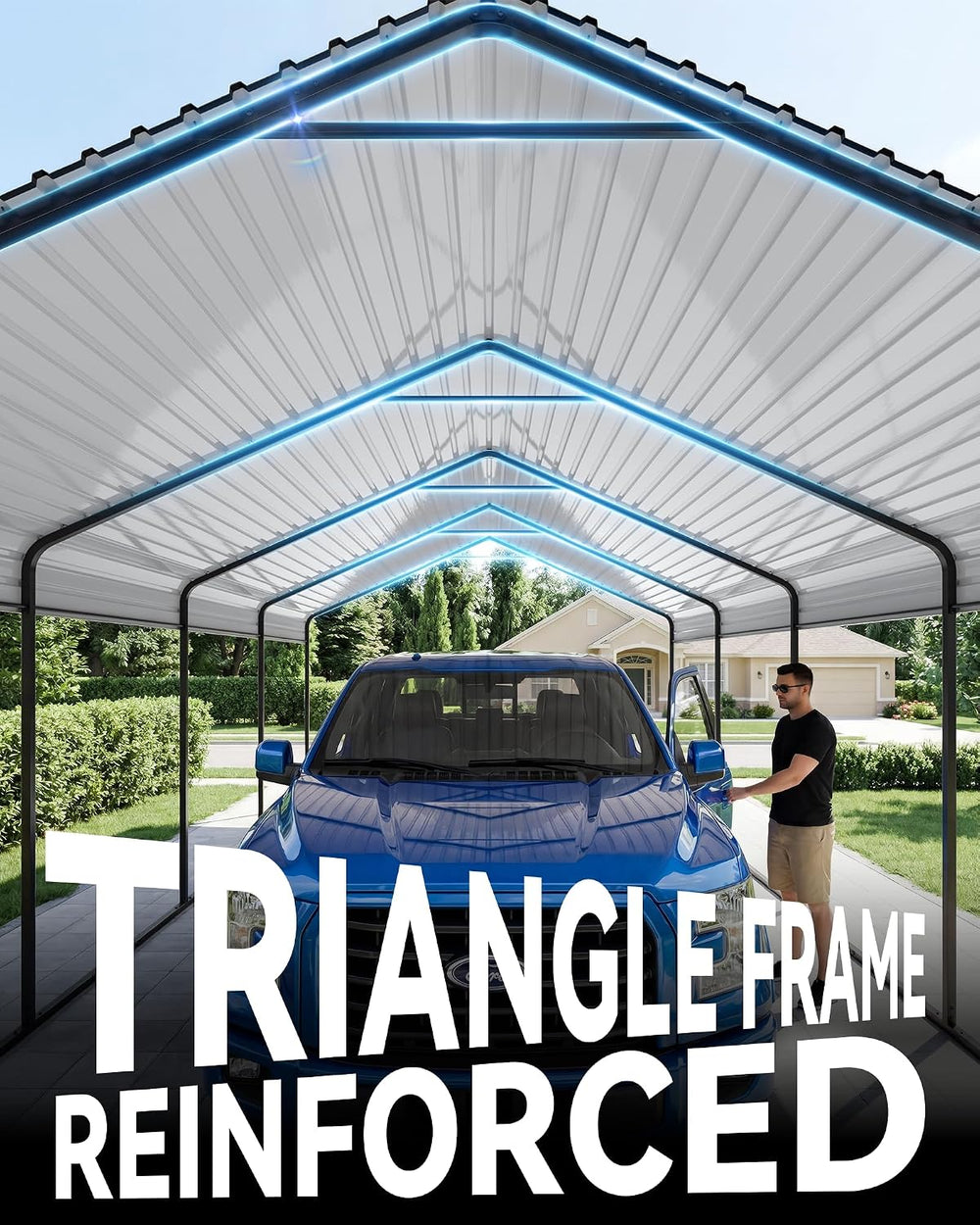 Metal Carport Canopy 12x20FT Heavy Duty with with Top Crossbar