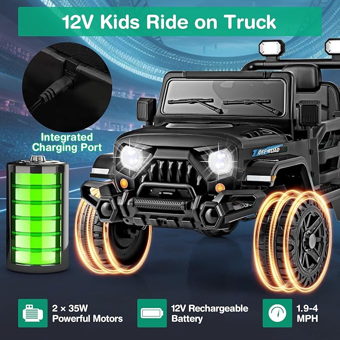 Costzon 12V Kids Ride on Truck Car, Electric Vehicle w/Remote Control, Threaded