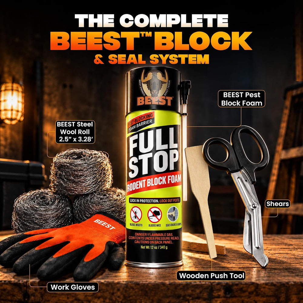 BEEST FullStop Spray Foam Sealant for Rodent Entry Gaps, 12 oz - 2 Pack