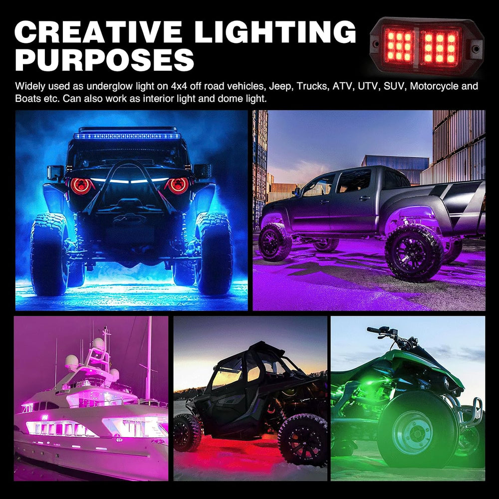 Nilight RGB LED Rock Lights Kit 6 PCS 18LED Wide Angle Wheel Well Light