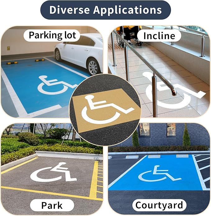 Handicap Parking Stencil, 35.5" x 33" Foldable Cardboard Parking Lo...