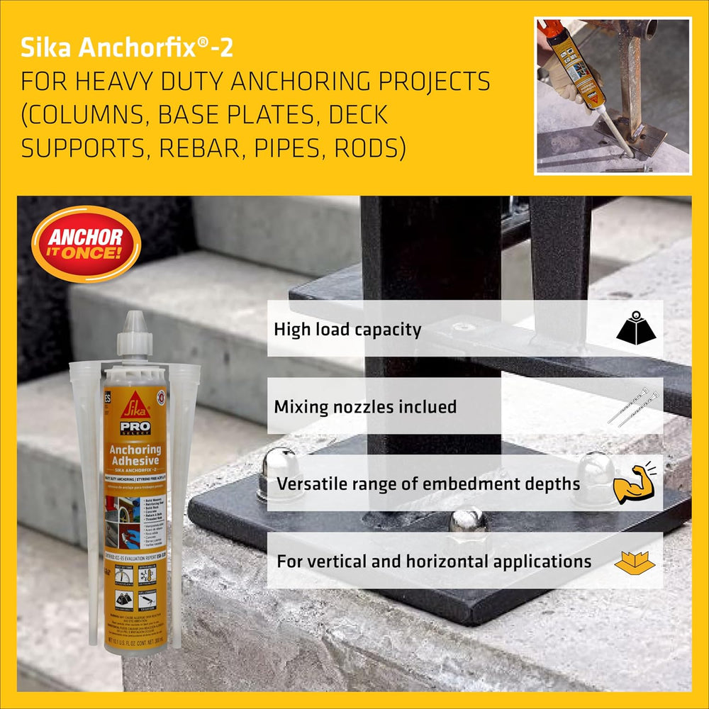 SIKA AnchorFix-2 High-Strength Concrete Anchoring Adhesive, 10.1 fl oz