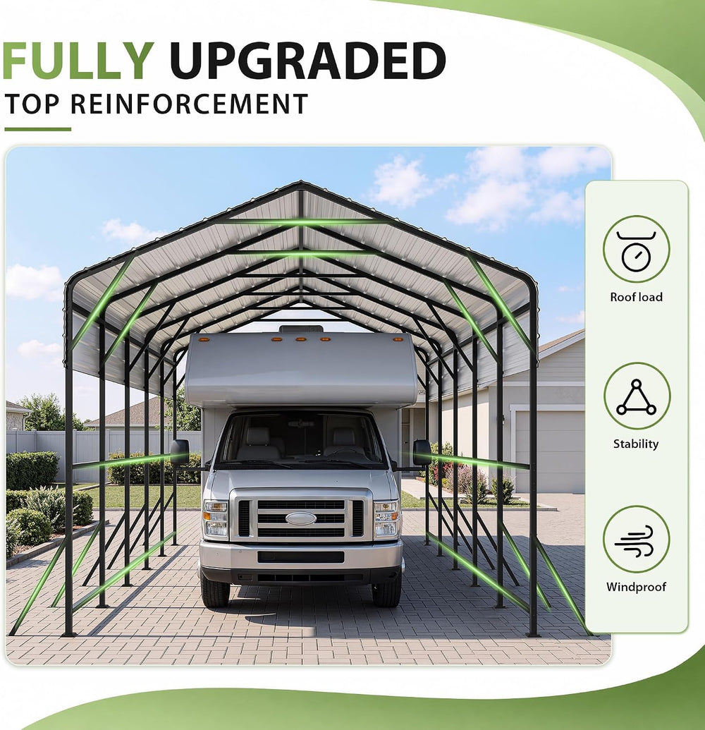 AirWire 14x25x13 FT RV Heavy Duty Metal Carport Canopy
