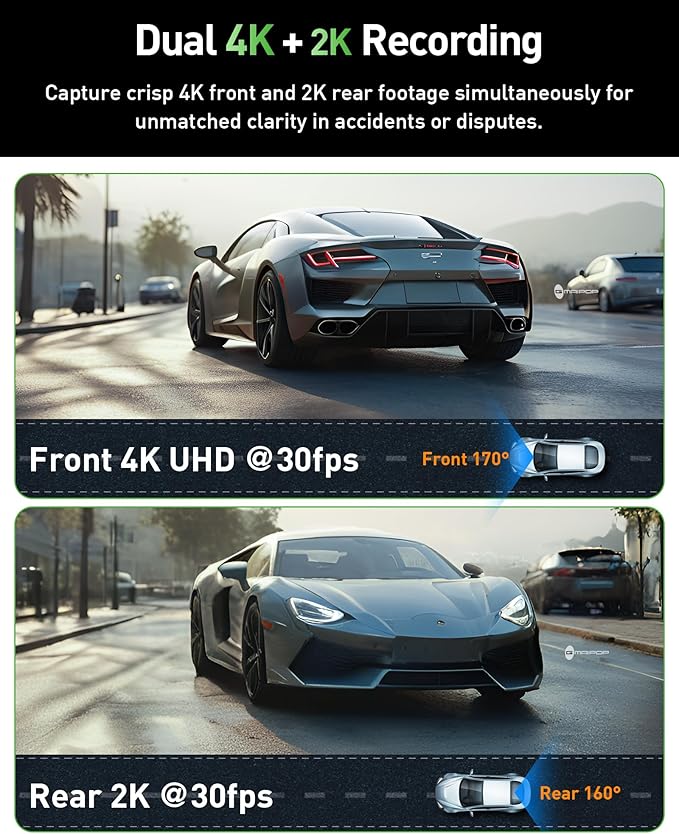 Dash Cam Front and Rear, 4K+2K Dash Camera