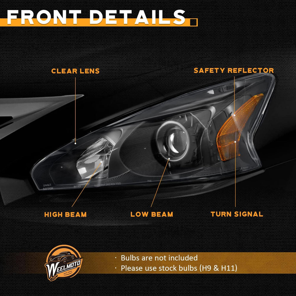 WEELMOTO Halogen Headlights Assembly for 2013-2015 Nissan Altima