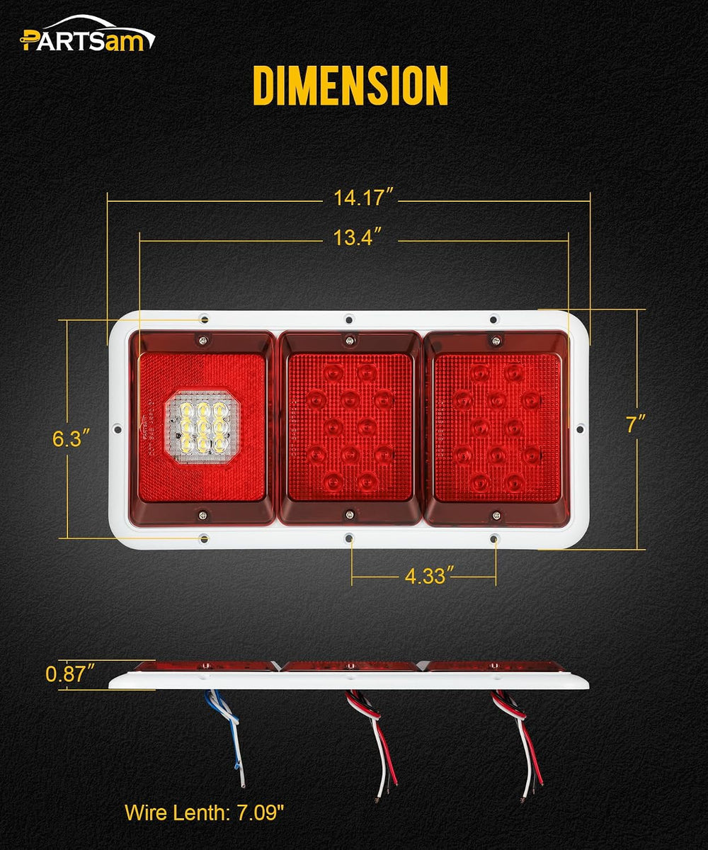 Partsam 2x LED Triple Tail Lights 45 LEDs, Rectangle Vertical or Horizontal M...