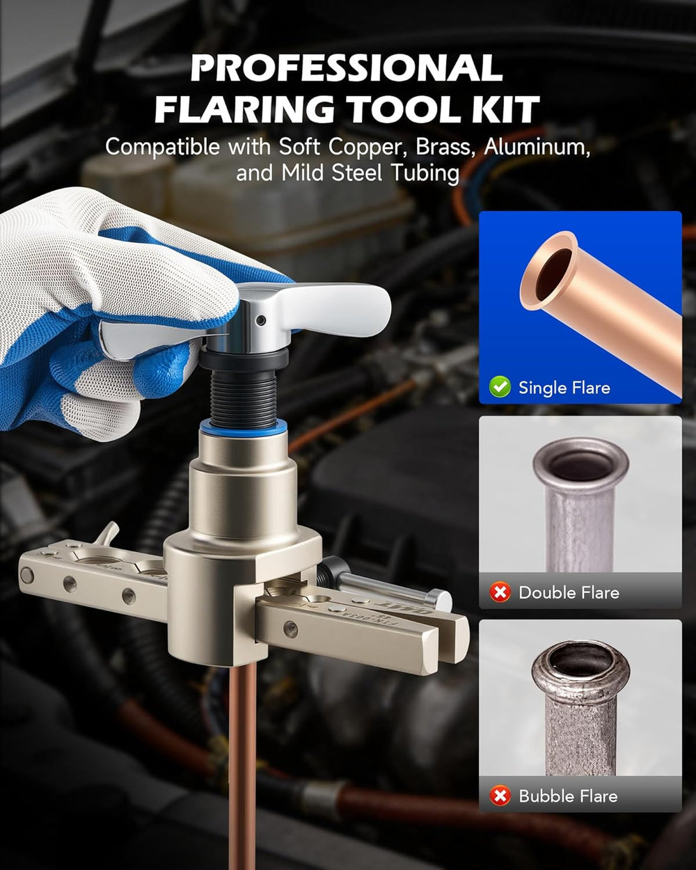 OMT Eccentric Flaring Tool for HVAC Tubing, 1/4in-3/4in Magnetic Limit