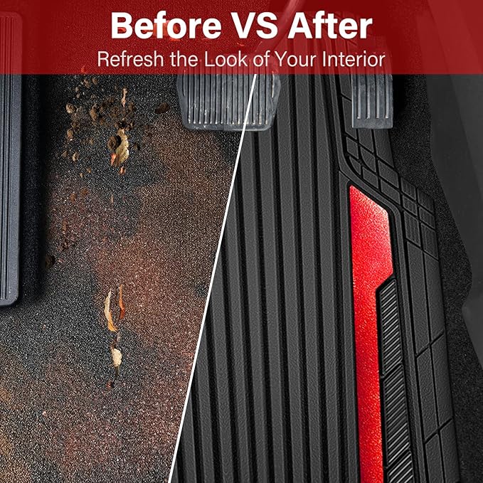 CAR PASS Heavy Duty Rubber Car Mats Metallic, Aluminum Film All Weather Floor...