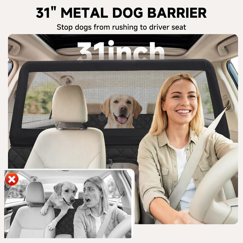Dog Car Seat Cover & Back Seat Extender,31"Super High Pet Barrier wi...