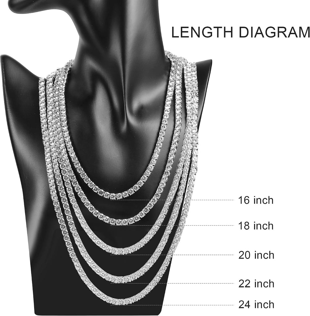 Gemsme 6mm Tennis Necklaces for Women/Men - 18K White/Yellow Gold Plated Roun...