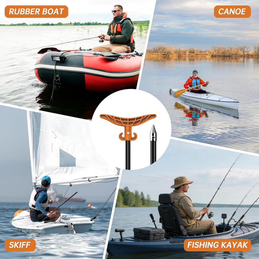 8.63'/12.3' Shallow Water Anchor Pole with T-Handle, Solid Fiberglass...