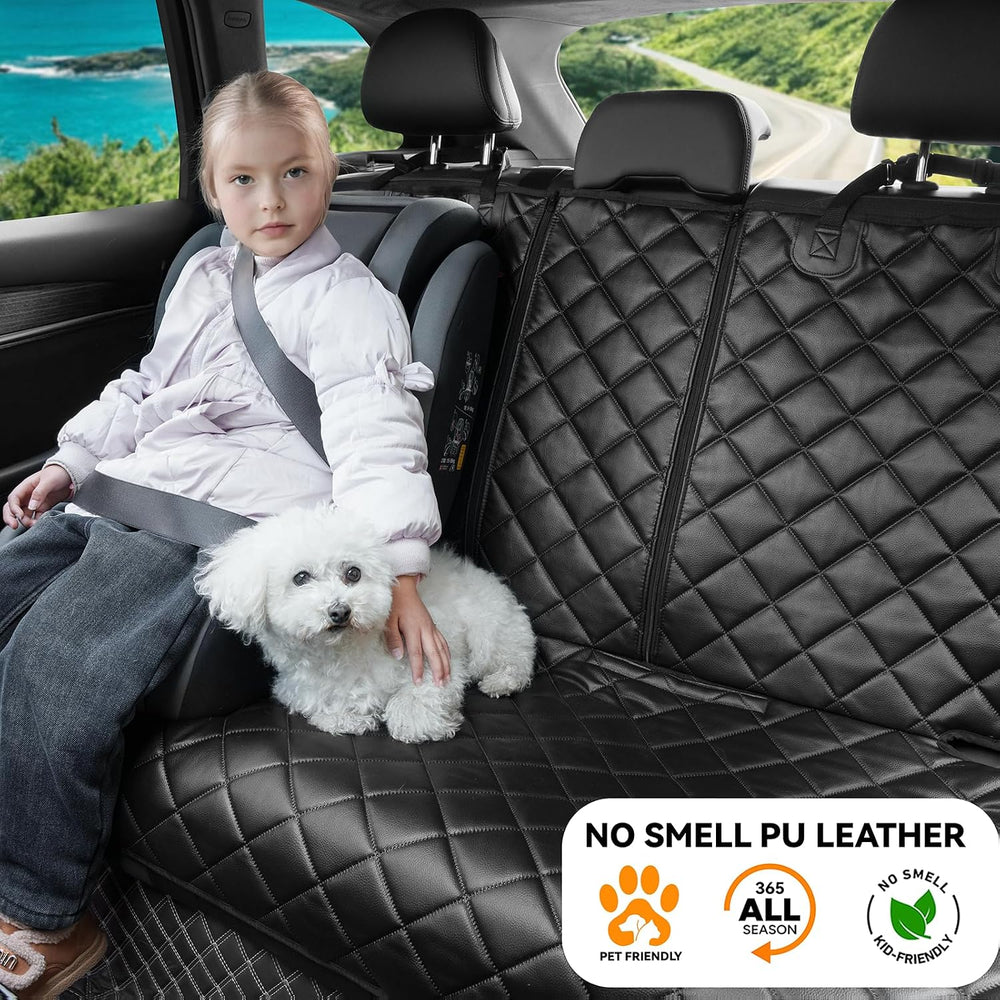 Dog Car Seat Cover for Back Seat,PU Leather BackSeat Dog Cover,Stnd,Black