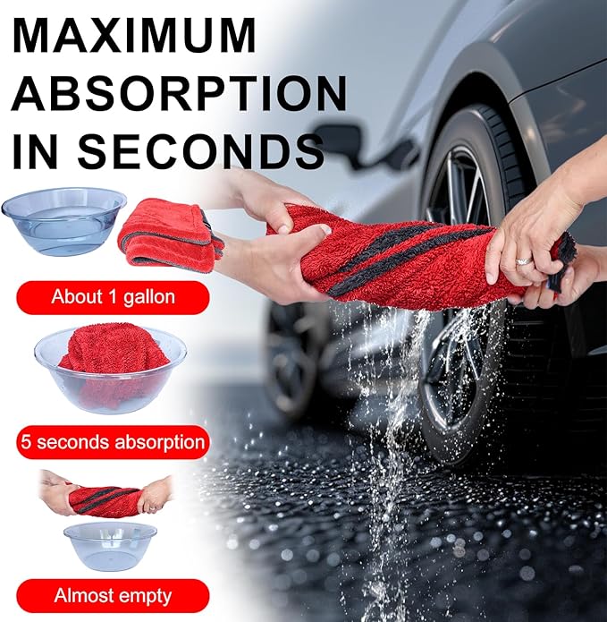 2 Pack XL Car Drying Towel – 1300GSM Ultra Absorbent Microfiber, Twisted Loop