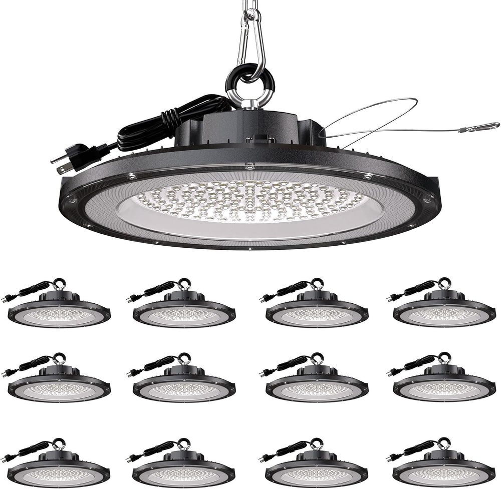 UFO LED High Bay Lights 200W 12 Pack 5000K with 5ft Plug