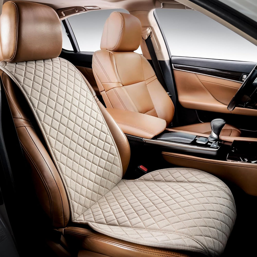 IVICY Faux Linen Front Car Seat Cover, Seat Protector, 1 Unit, Light Beige