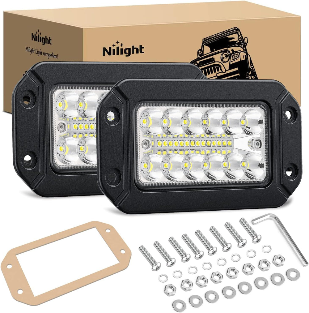 Nilight Flush Mount LED Light Pods 2PCS 6 Inch 39W Upgraded Spot Flood Combo ...