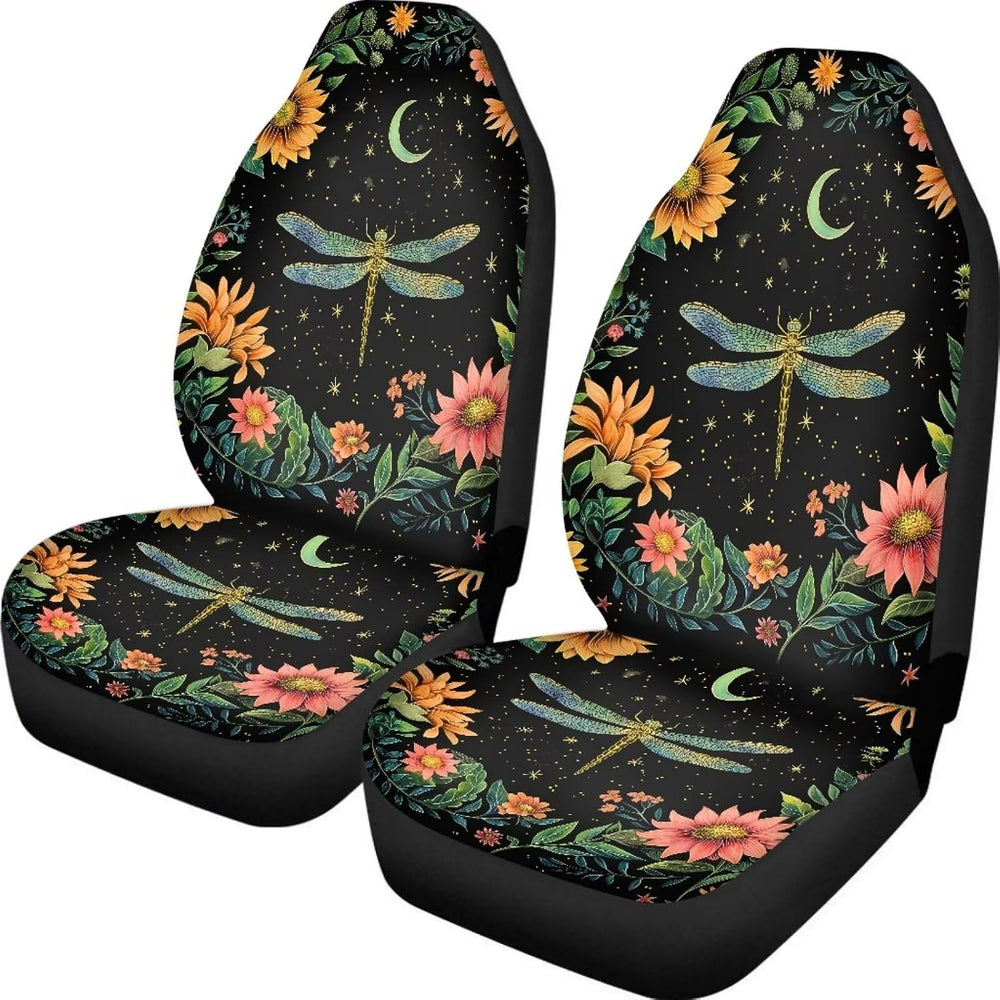 BIGCARJOB Moon Dragonfly Car Seat Cover Set Universal Car Front Seat Protecto...
