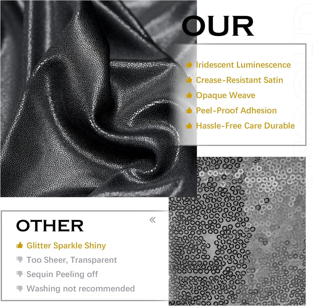 10x10ft Black Sequin Backdrop Curtains Wrinkle Free Drapes Halloween Photo