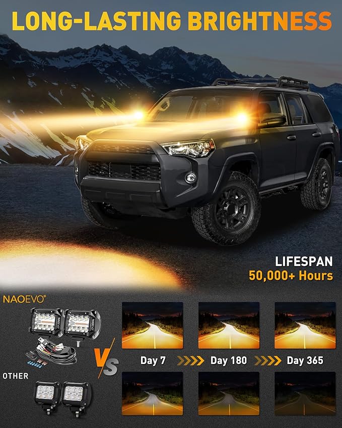 NAOEVO 4 Inch LED Pod Lights, Spot Flood LED Fog/Driving/Off Road Lights