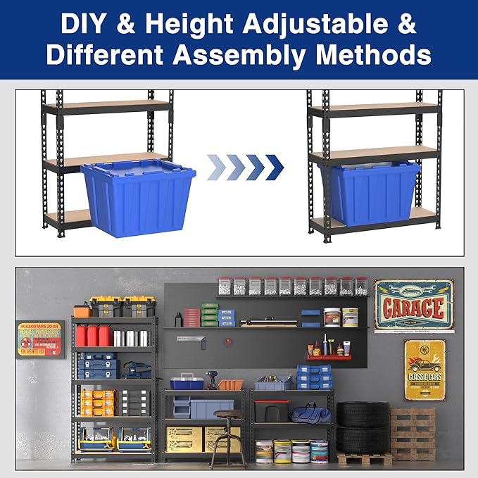 WORKPRO 5-Tier Steel Shelving Unit-Black, 27-2/5”W x 11-7/10”D x 60”H,