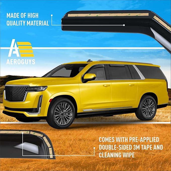 Extra Durable Window Deflectors in-Channel Window Visors Rain Guards Fit (4 pcs)