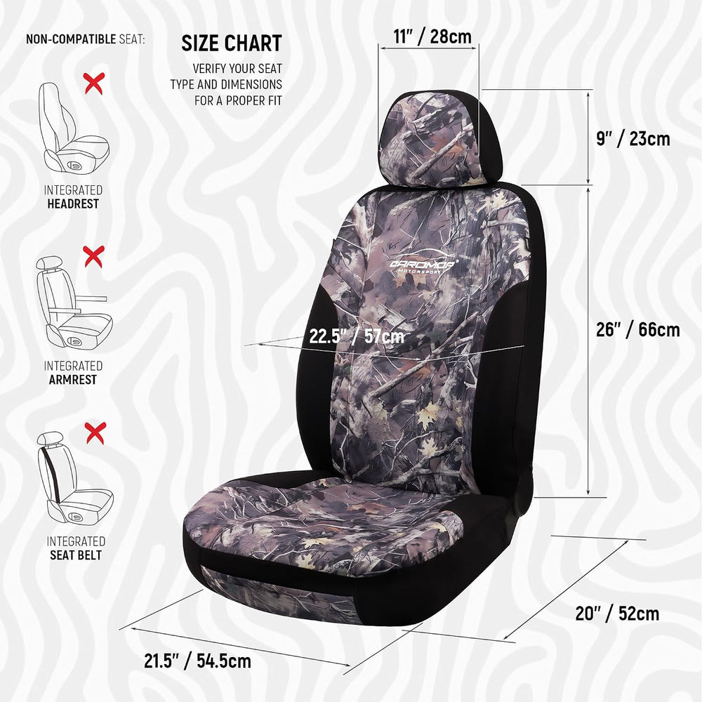 Premium Camo Front Seat Covers – Waterproof Wear Resistant Neoprene & Oxf...