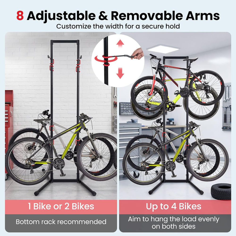 Goplus 4 Bike Storage Rack, Indoor Freestanding Bike Rack for Garage, 8 Adjus...