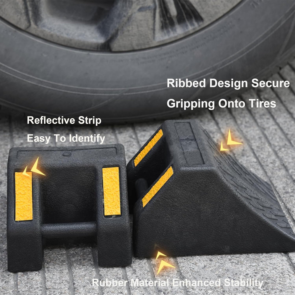 OrangeStar Rubber Wheel Chocks, Tire Chock w/Handgrip for Car, RV, Travel Tra...